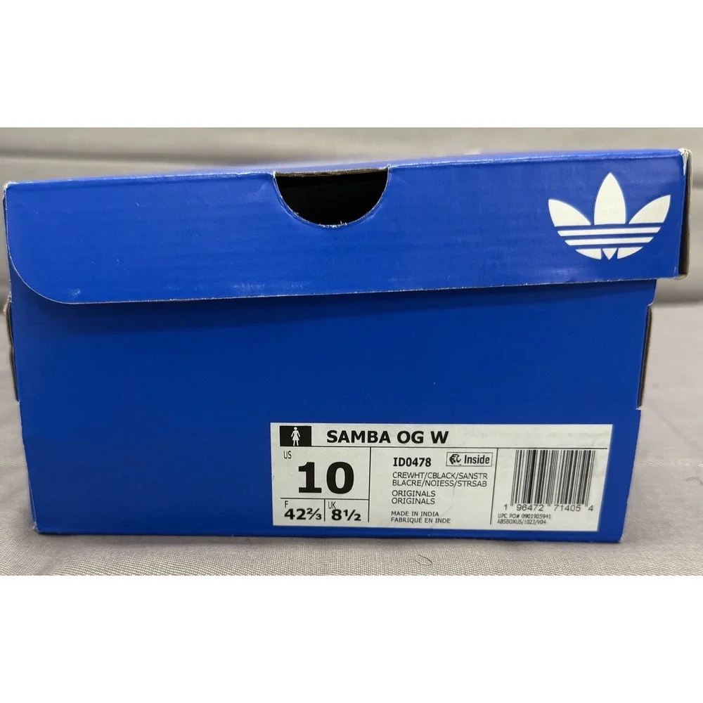 WOMENS ADIDAS SAMBA OG W_CREAM WHITE/BLACK/SAND ID0478-SIZE 10